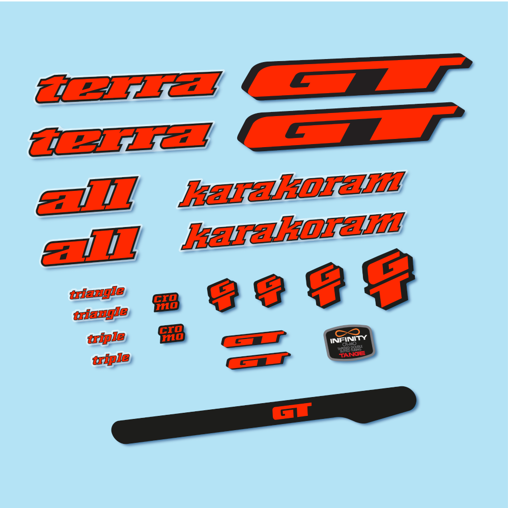 Decal GT Terra Karakoram 1993, Classic Frame, bike sticker vinyl