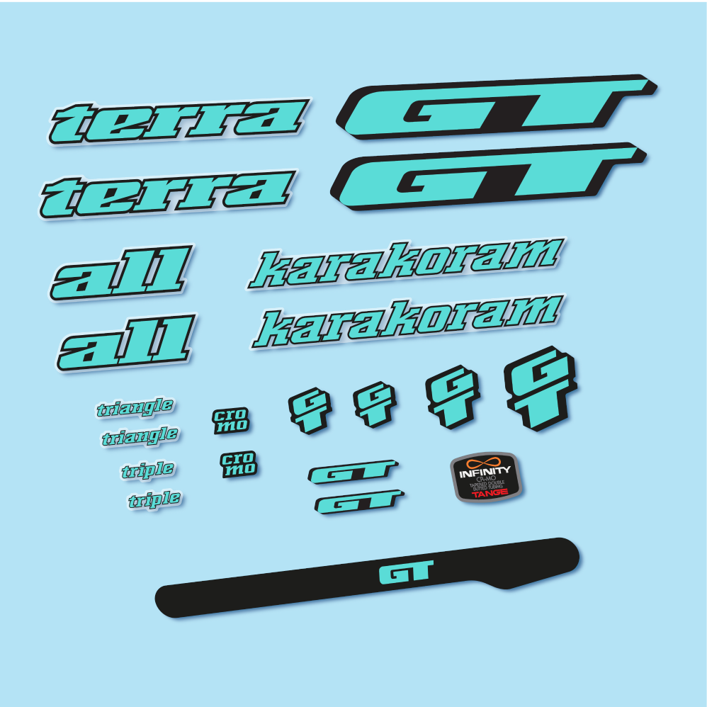 Decal GT Terra Karakoram 1993, Classic Frame, bike sticker vinyl
