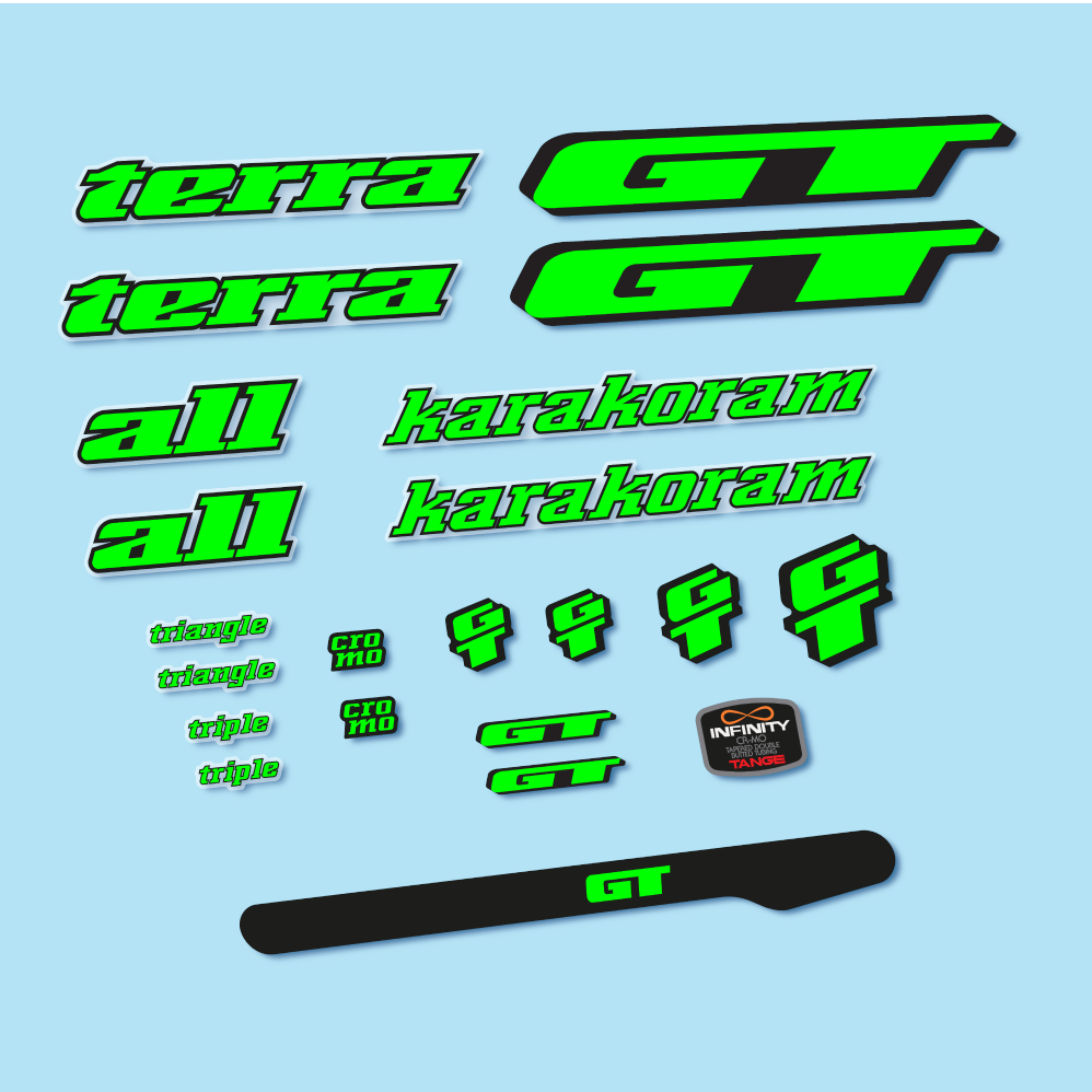 Decal GT Terra Karakoram 1993, Classic Frame, bike sticker vinyl