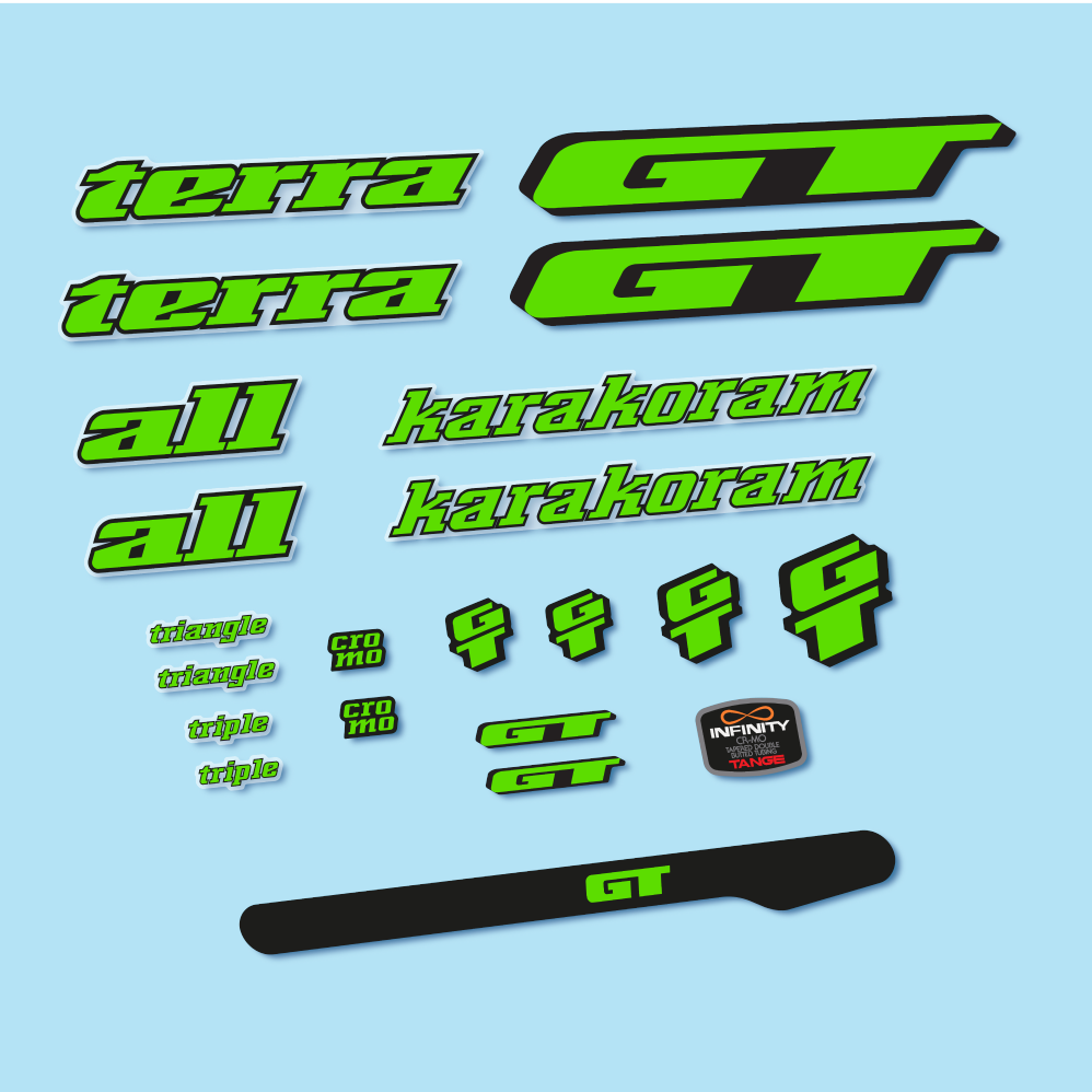 Decal GT Terra Karakoram 1993, Classic Frame, bike sticker vinyl
