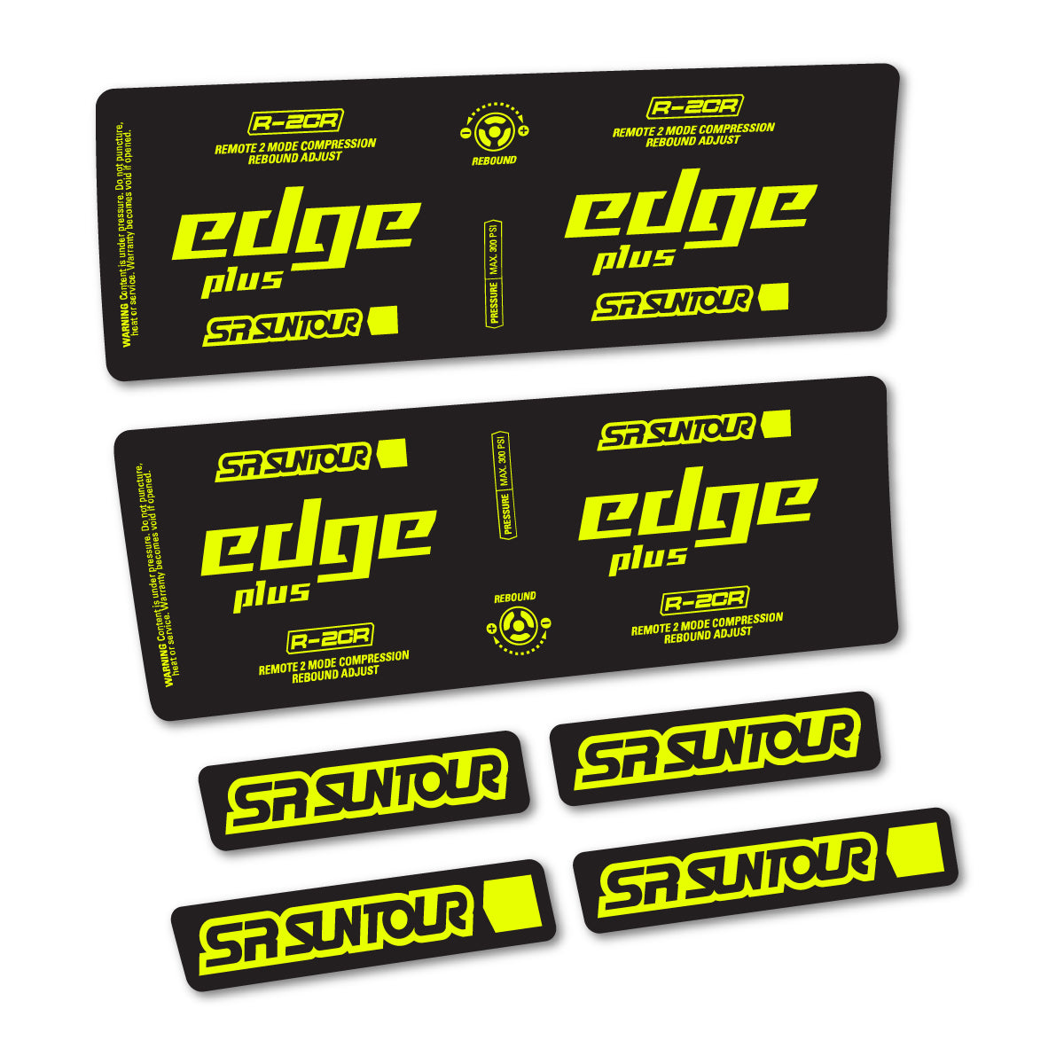 Stickers for SR Suntour Edge Plus R-2CR Rear Shock, vinyl decals - Neon Yellow