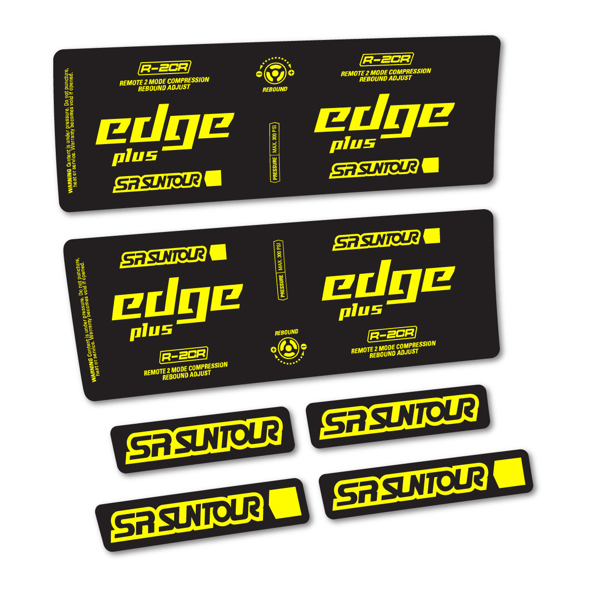 Stickers for SR Suntour Edge Plus R-2CR Rear Shock, vinyl decals - Lemon Yellow