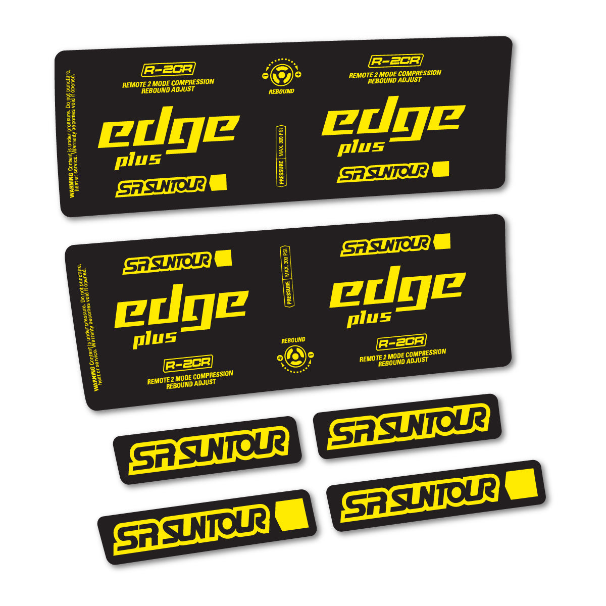 Stickers for SR Suntour Edge Plus R-2CR Rear Shock, vinyl decals - Yellow