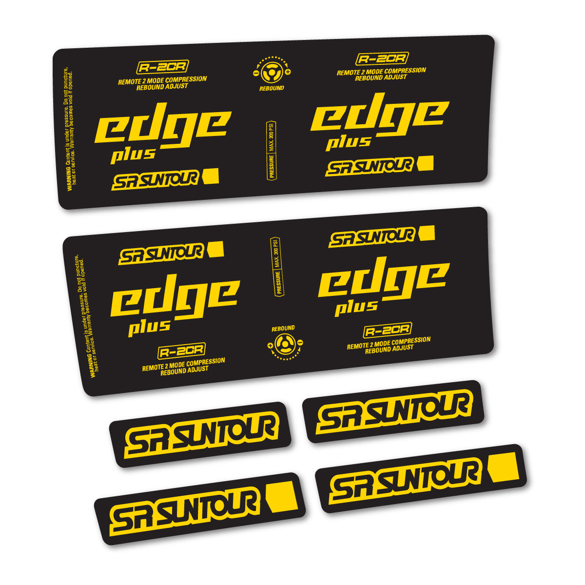 Stickers for SR Suntour Edge Plus R-2CR Rear Shock, vinyl decals - Banana Yellow
