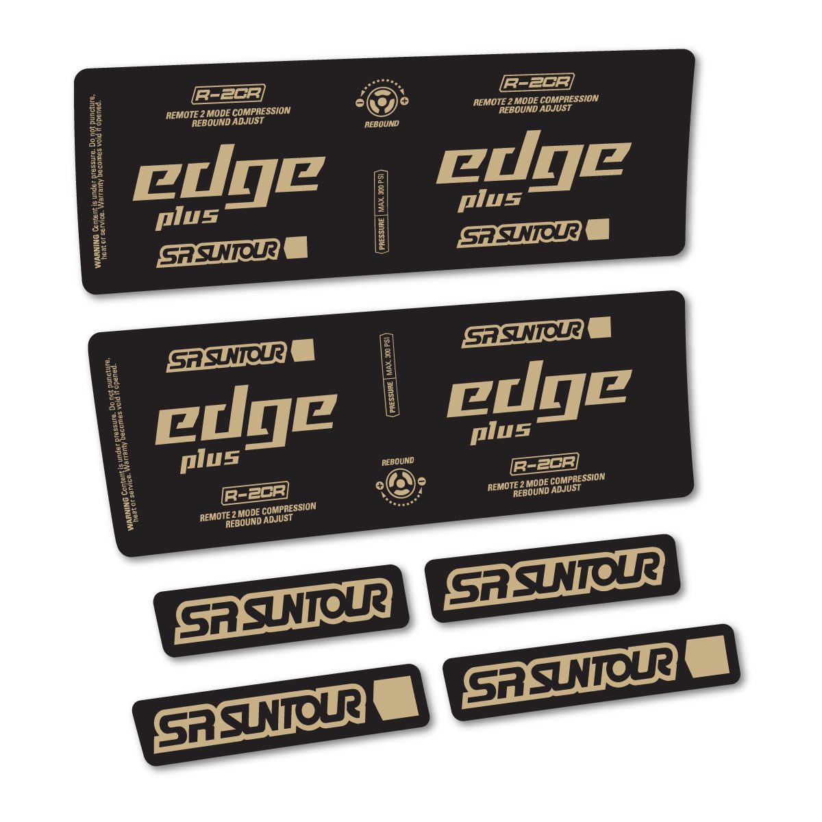 Stickers for SR Suntour Edge Plus R-2CR Rear Shock, vinyl decals - Sand