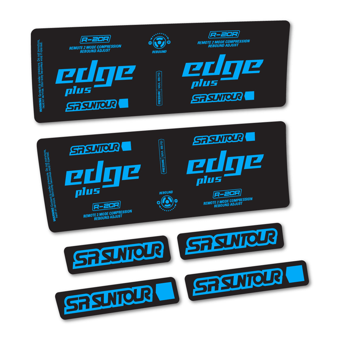 Stickers for SR Suntour Edge Plus R-2CR Rear Shock, vinyl decals - Light Blue