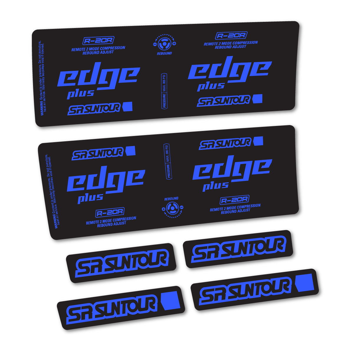 Stickers for SR Suntour Edge Plus R-2CR Rear Shock, vinyl decals - Medium Blue