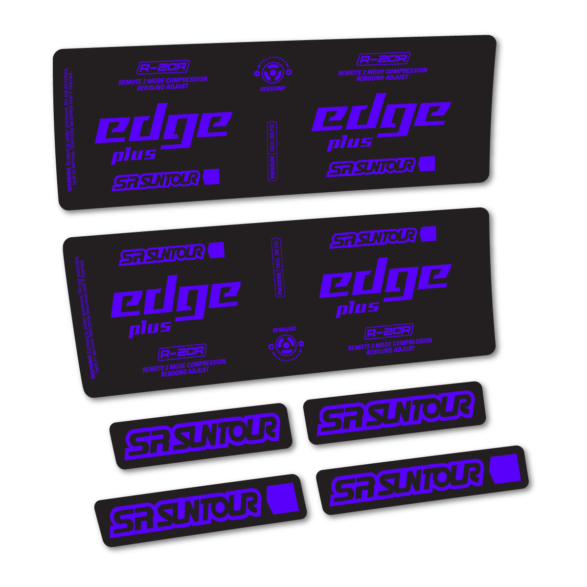 Stickers for SR Suntour Edge Plus R-2CR Rear Shock, vinyl decals - Reflex Blue