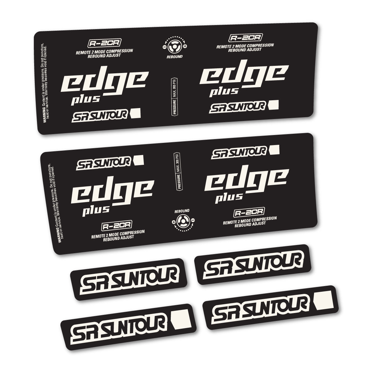 Stickers for SR Suntour Edge Plus R-2CR Rear Shock, vinyl decals - Bone White