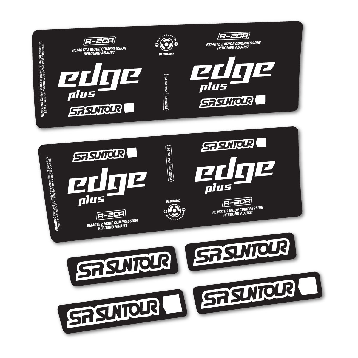 Stickers for SR Suntour Edge Plus R-2CR Rear Shock, vinyl decals - White