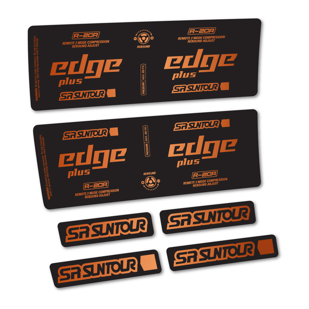 Stickers for SR Suntour Edge Plus R-2CR Rear Shock, vinyl decals - Bronze