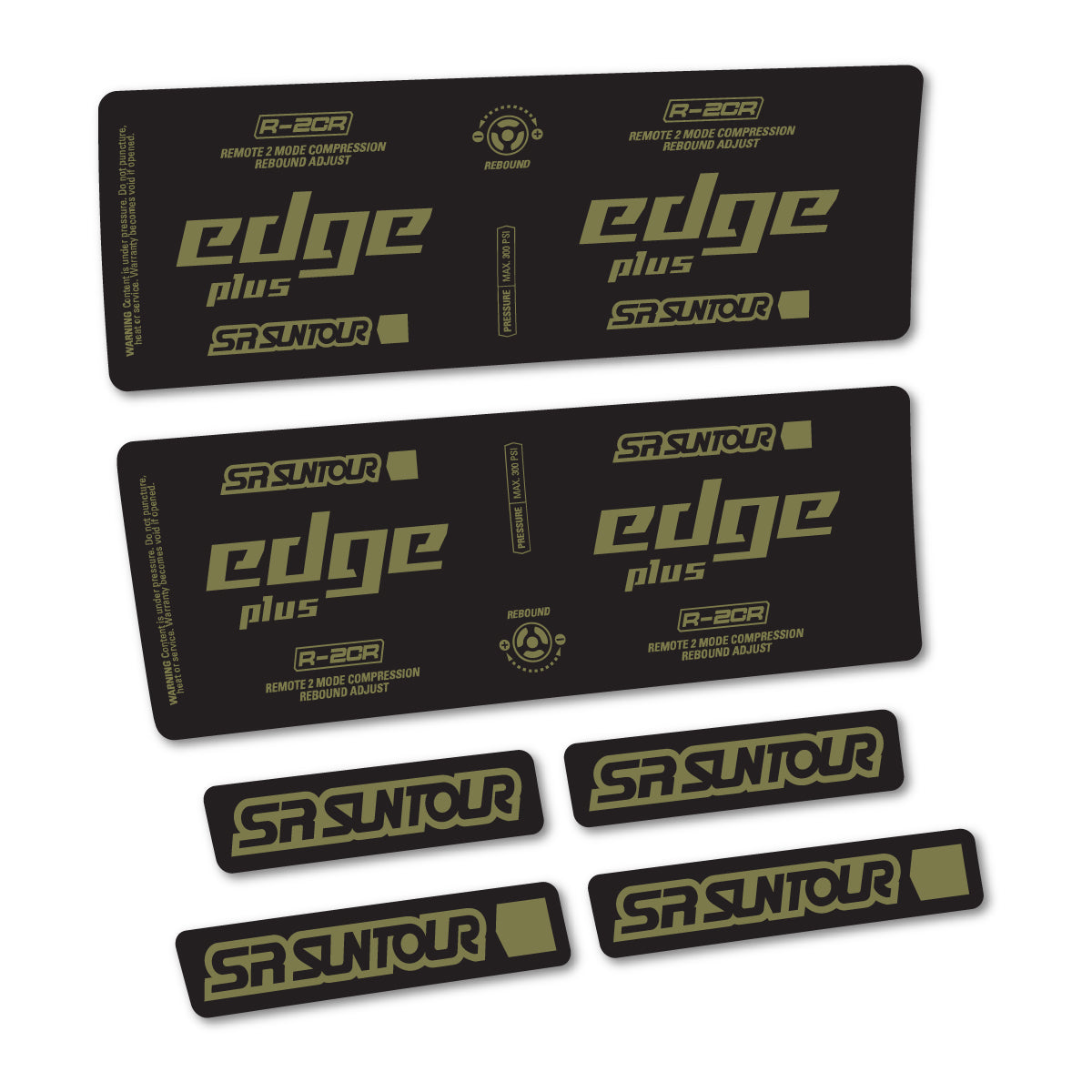 Stickers for SR Suntour Edge Plus R-2CR Rear Shock, vinyl decals - Khaki