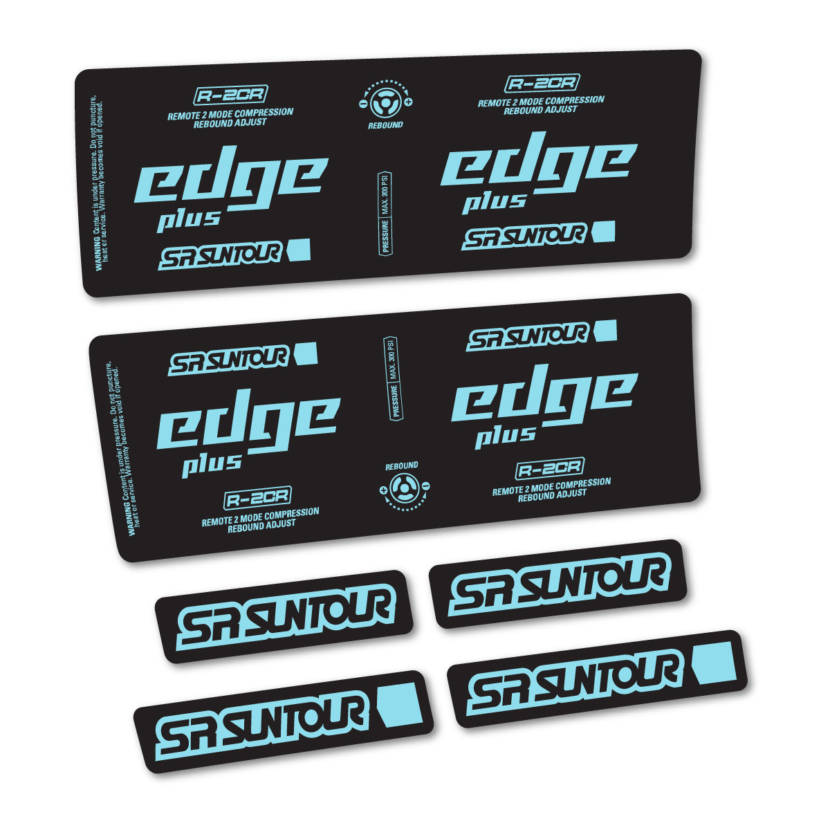 Stickers for SR Suntour Edge Plus R-2CR Rear Shock, vinyl decals - Sky Blue