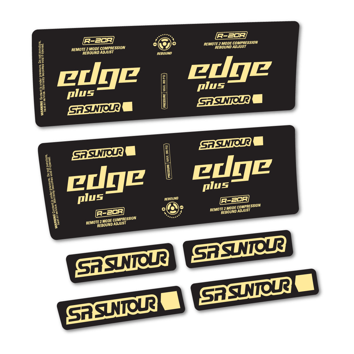 Stickers for SR Suntour Edge Plus R-2CR Rear Shock, vinyl decals - Cream