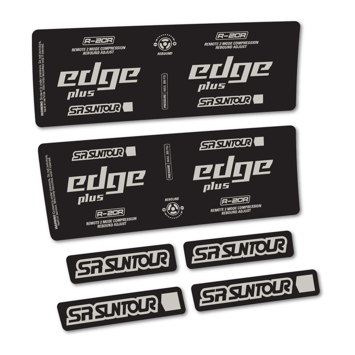 Stickers for SR Suntour Edge Plus R-2CR Rear Shock, vinyl decals - Light Grey