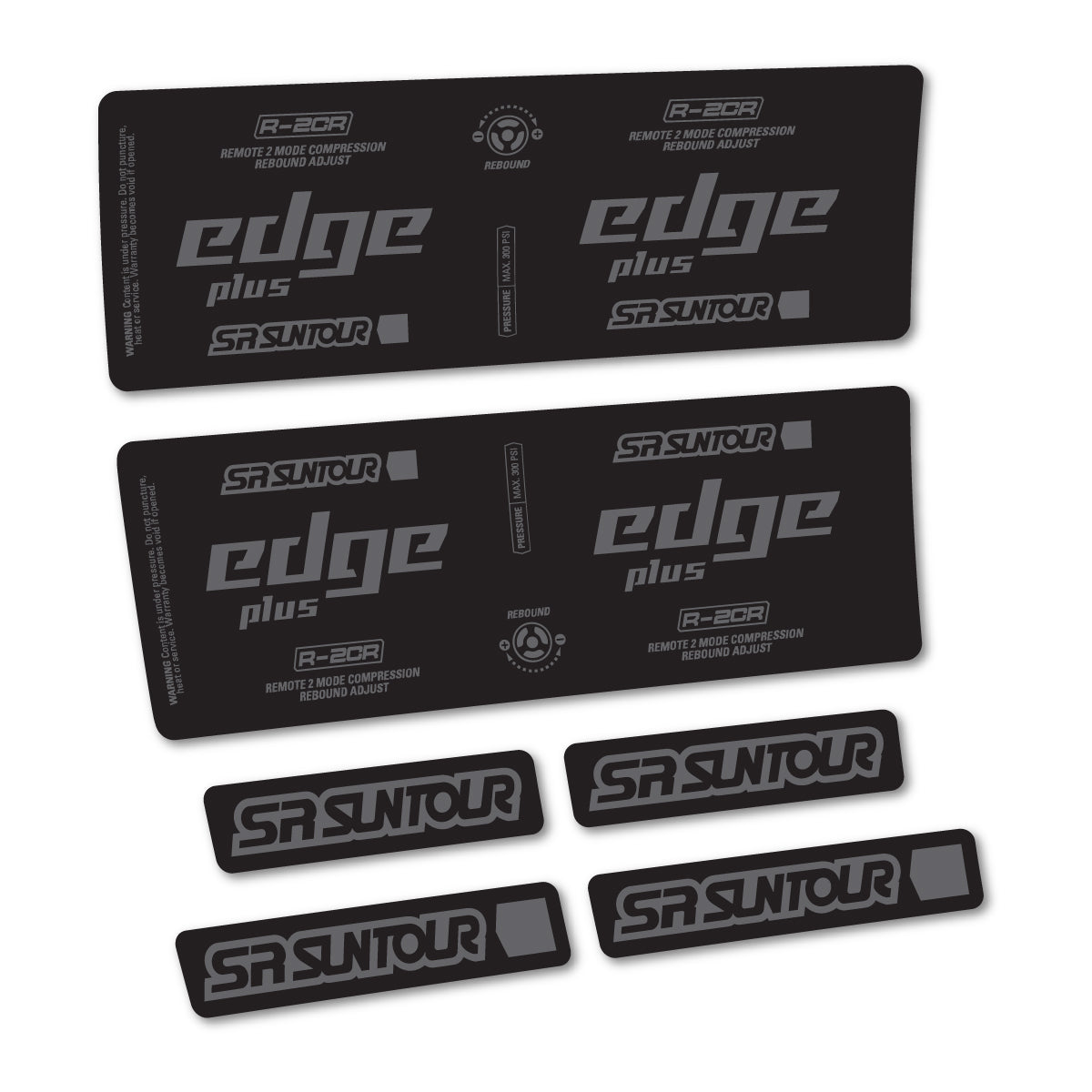 Stickers for SR Suntour Edge Plus R-2CR Rear Shock, vinyl decals - Medium Grey
