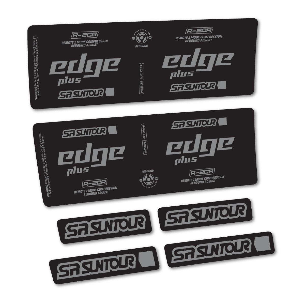 Stickers for SR Suntour Edge Plus R-2CR Rear Shock, vinyl decals - Traffic Grey