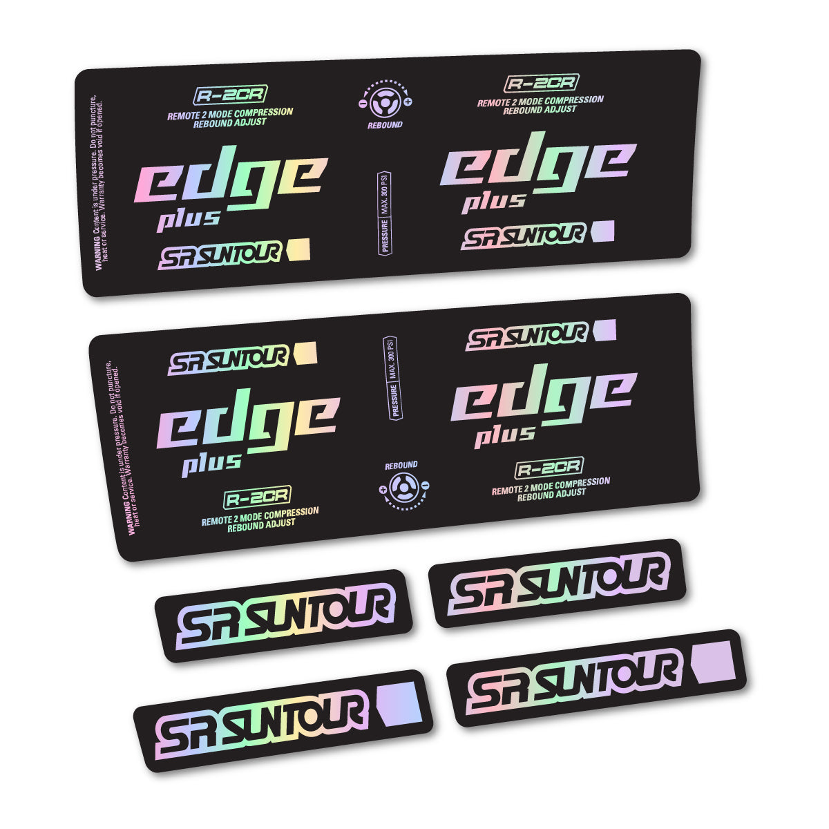 Stickers for SR Suntour Edge Plus R-2CR Rear Shock, vinyl decals - Hollographic