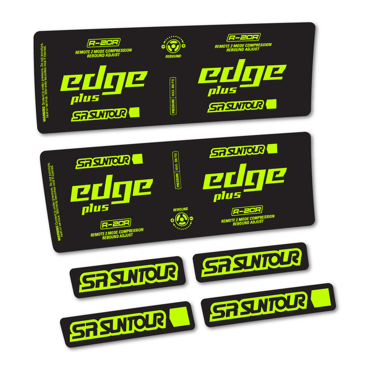Stickers for SR Suntour Edge Plus R-2CR Rear Shock, vinyl decals - Lime Neon