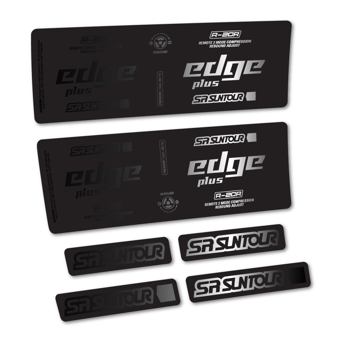 Stickers for SR Suntour Edge Plus R-2CR Rear Shock, vinyl decals - Black