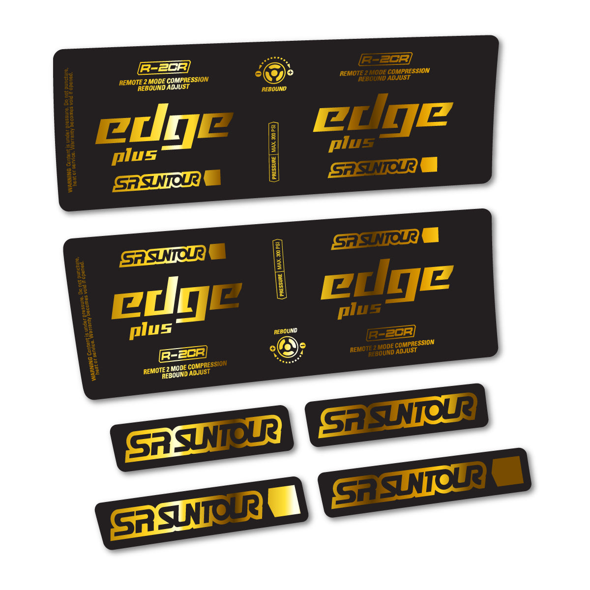 Stickers for SR Suntour Edge Plus R-2CR Rear Shock, vinyl decals - Chrome Gold