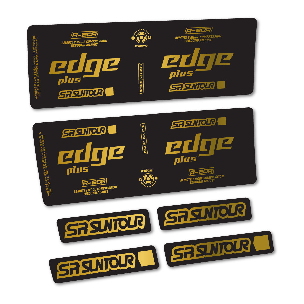 Stickers for SR Suntour Edge Plus R-2CR Rear Shock, vinyl decals - Gold