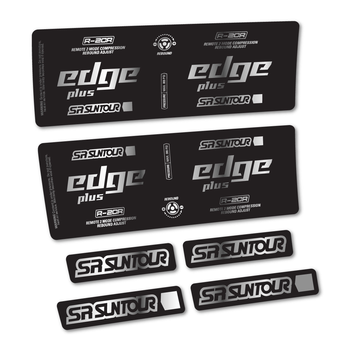 Stickers for SR Suntour Edge Plus R-2CR Rear Shock, vinyl decals - Chrome Silver