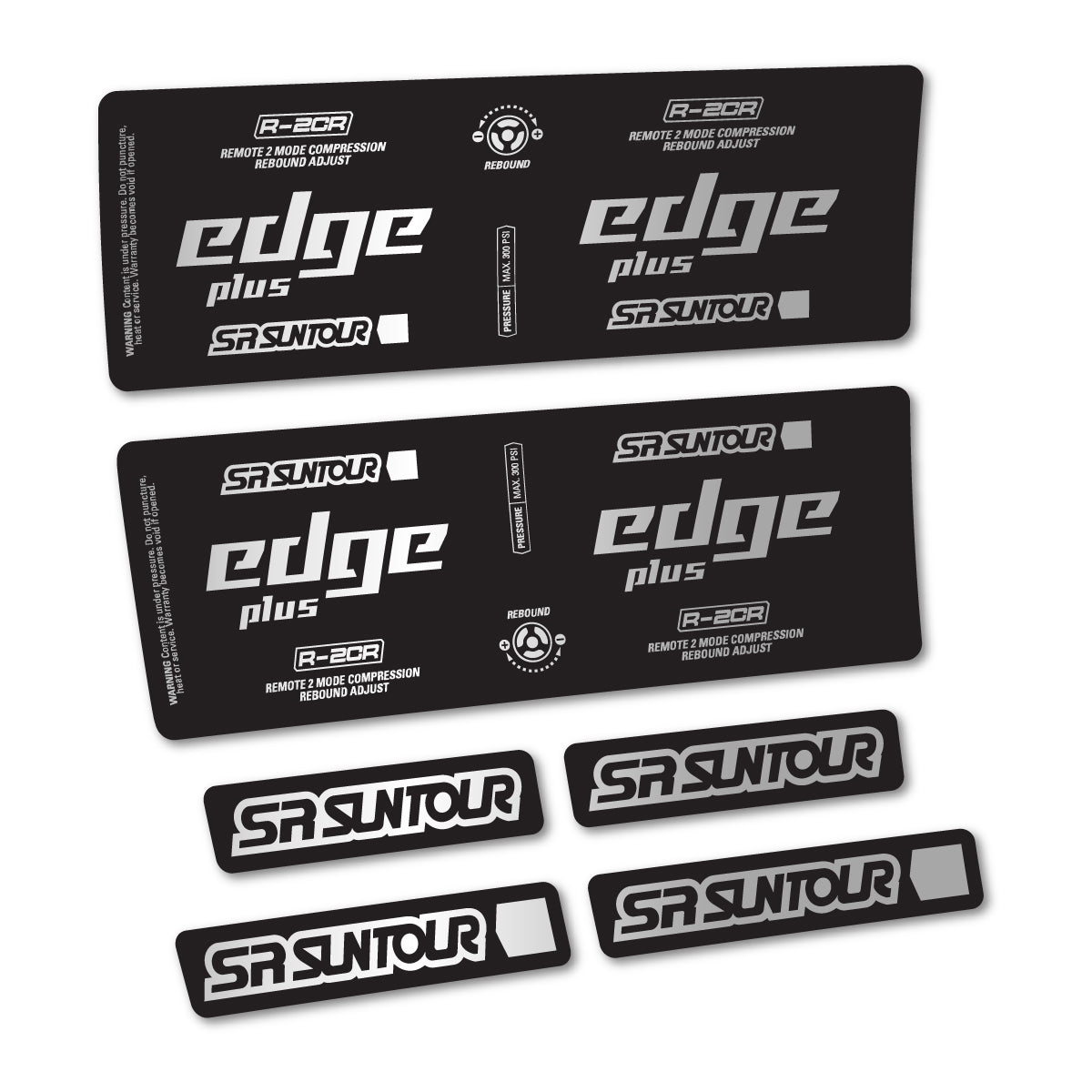 Stickers for SR Suntour Edge Plus R-2CR Rear Shock, vinyl decals - Light Silver