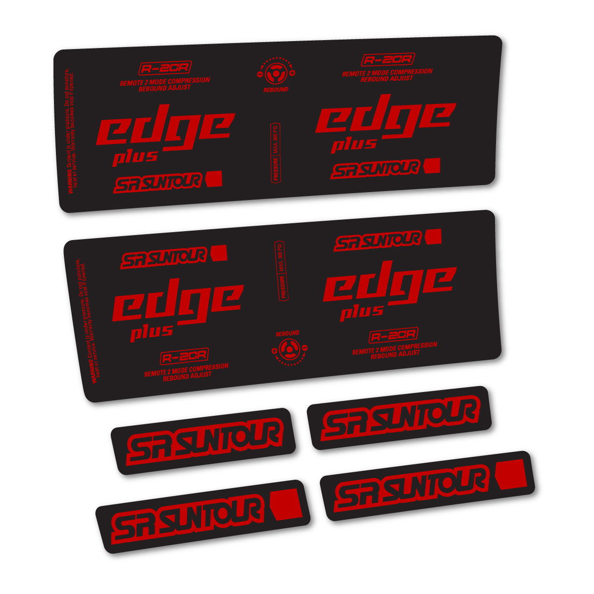 Stickers for SR Suntour Edge Plus R-2CR Rear Shock, vinyl decals - Medium Red