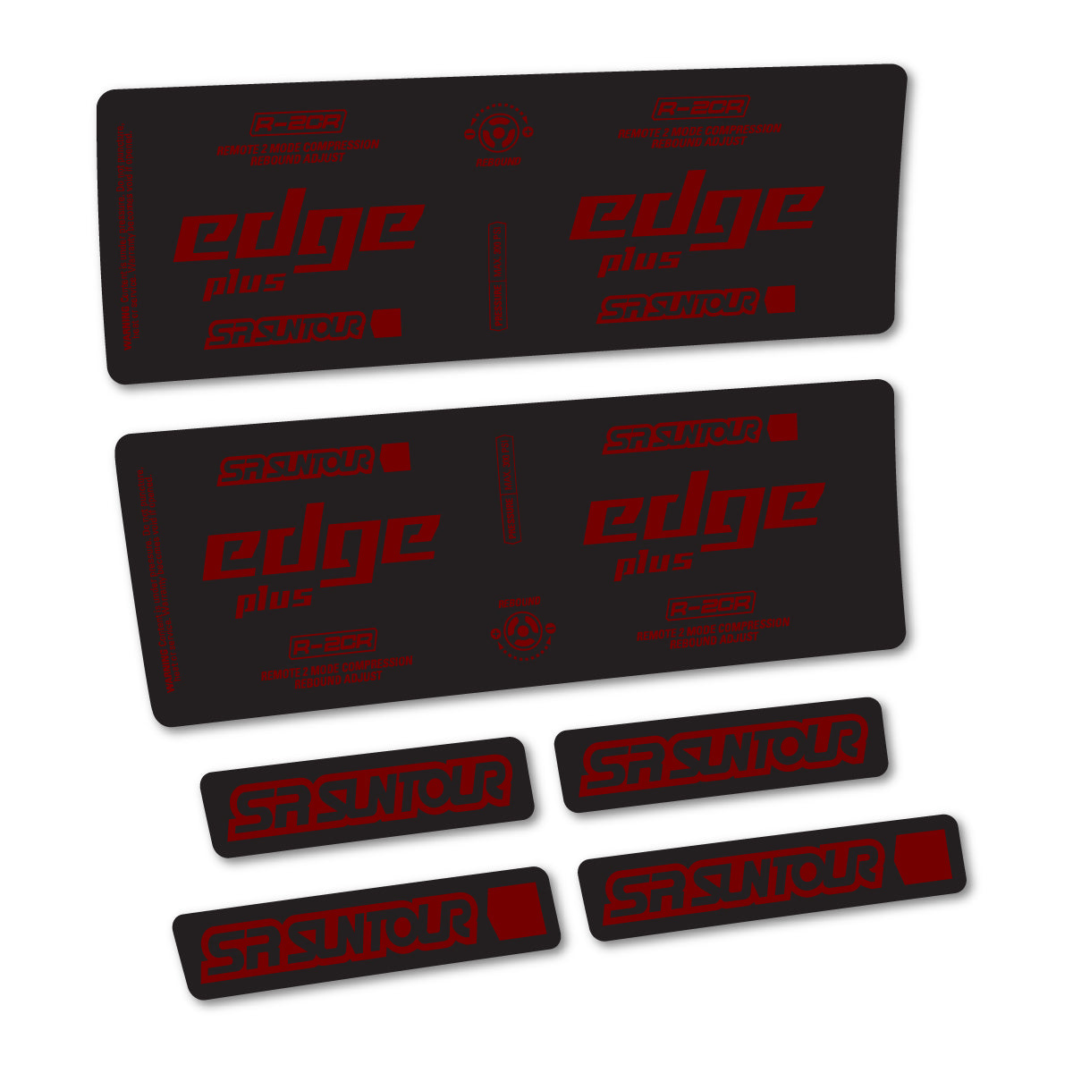 Stickers for SR Suntour Edge Plus R-2CR Rear Shock, vinyl decals - Very Dark Red
