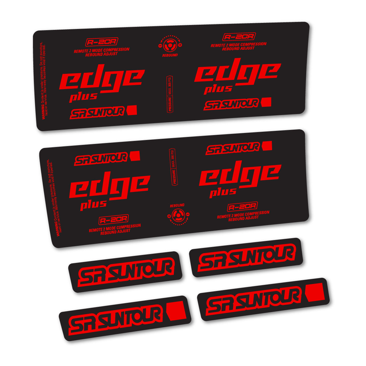Stickers for SR Suntour Edge Plus R-2CR Rear Shock, vinyl decals - Red