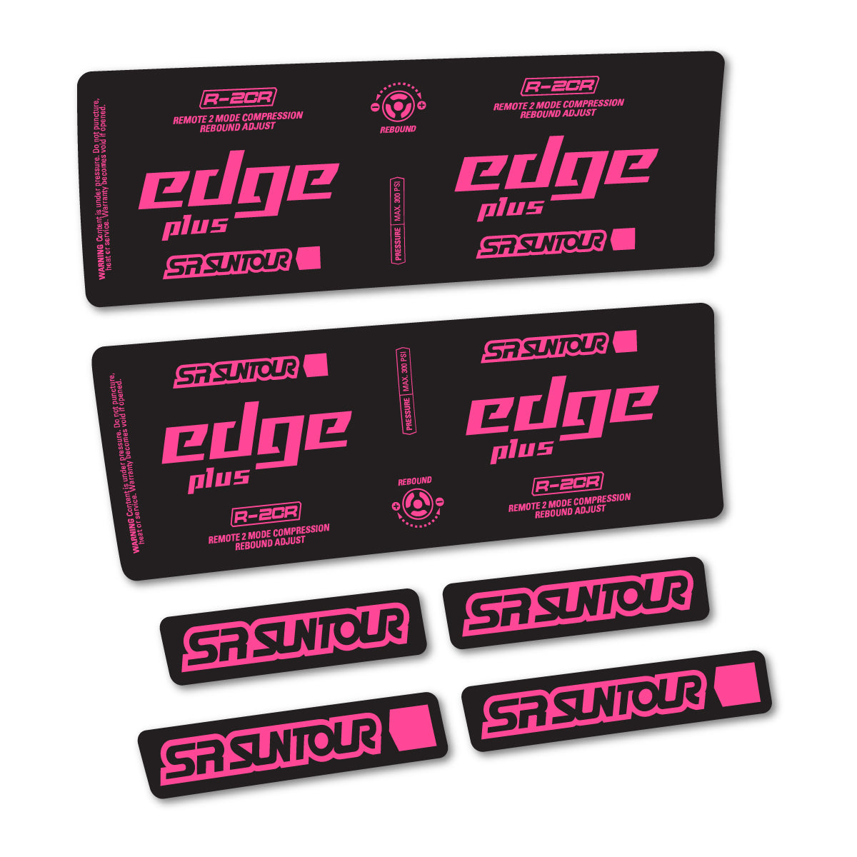 Stickers for SR Suntour Edge Plus R-2CR Rear Shock, vinyl decals - Bubblegum Pink