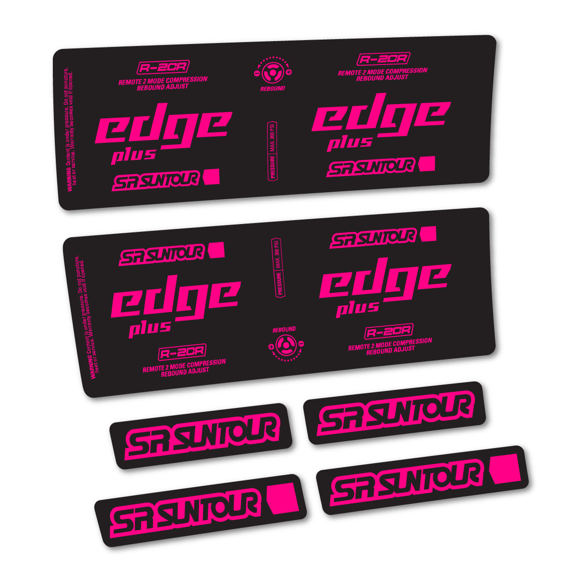 Stickers for SR Suntour Edge Plus R-2CR Rear Shock, vinyl decals - Fuchsia