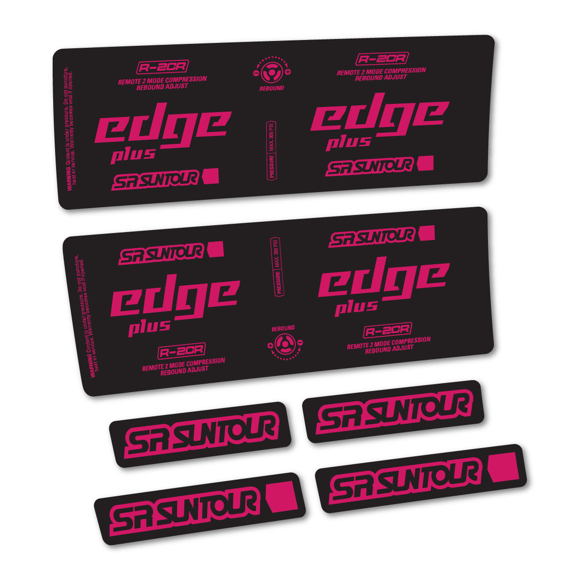 Stickers for SR Suntour Edge Plus R-2CR Rear Shock, vinyl decals - Dark Pink