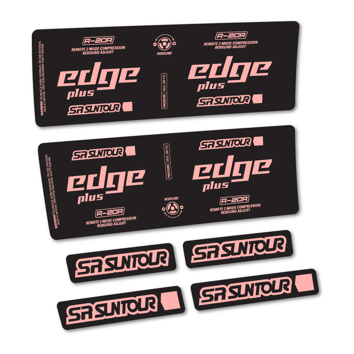 Stickers for SR Suntour Edge Plus R-2CR Rear Shock, vinyl decals - Salmon Pink
