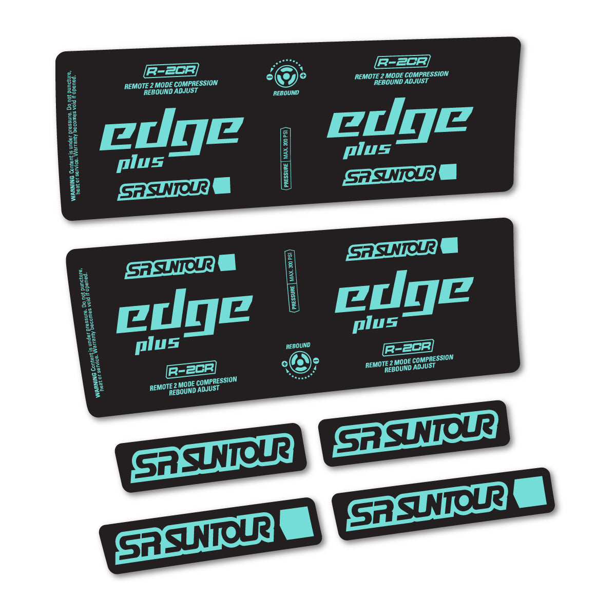 Stickers for SR Suntour Edge Plus R-2CR Rear Shock, vinyl decals - Blue Green