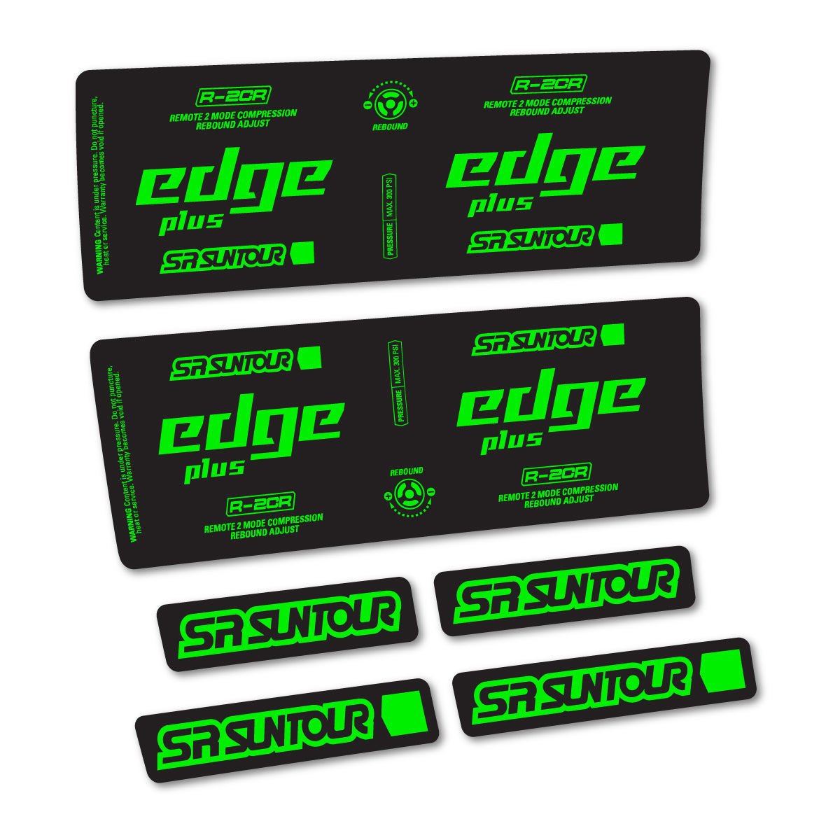 Stickers for SR Suntour Edge Plus R-2CR Rear Shock, vinyl decals - Neon Green