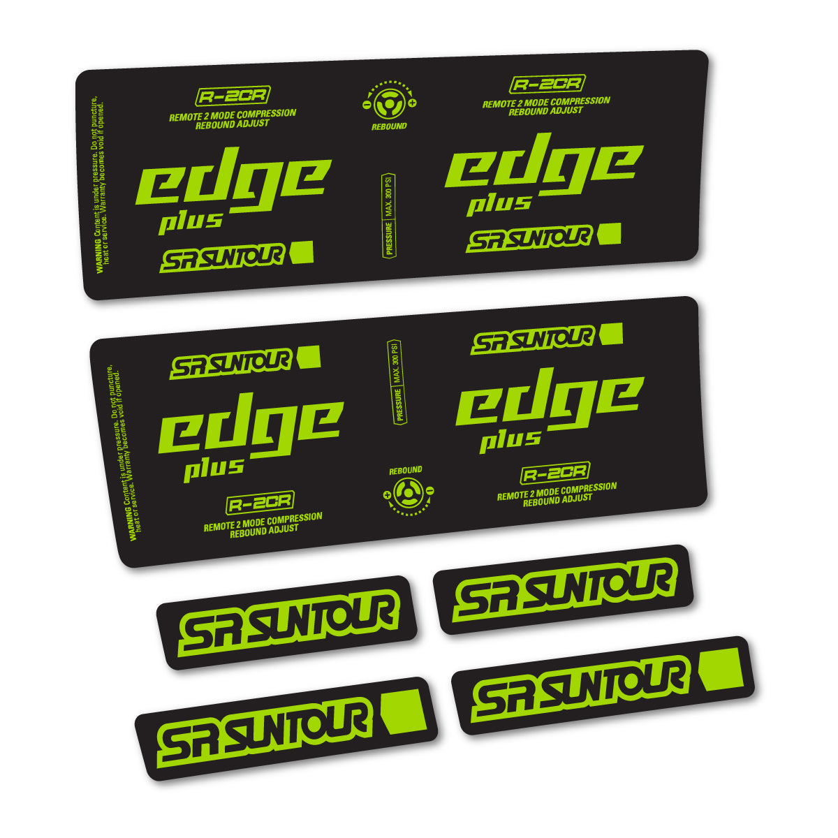 Stickers for SR Suntour Edge Plus R-2CR Rear Shock, vinyl decals - Lime Green