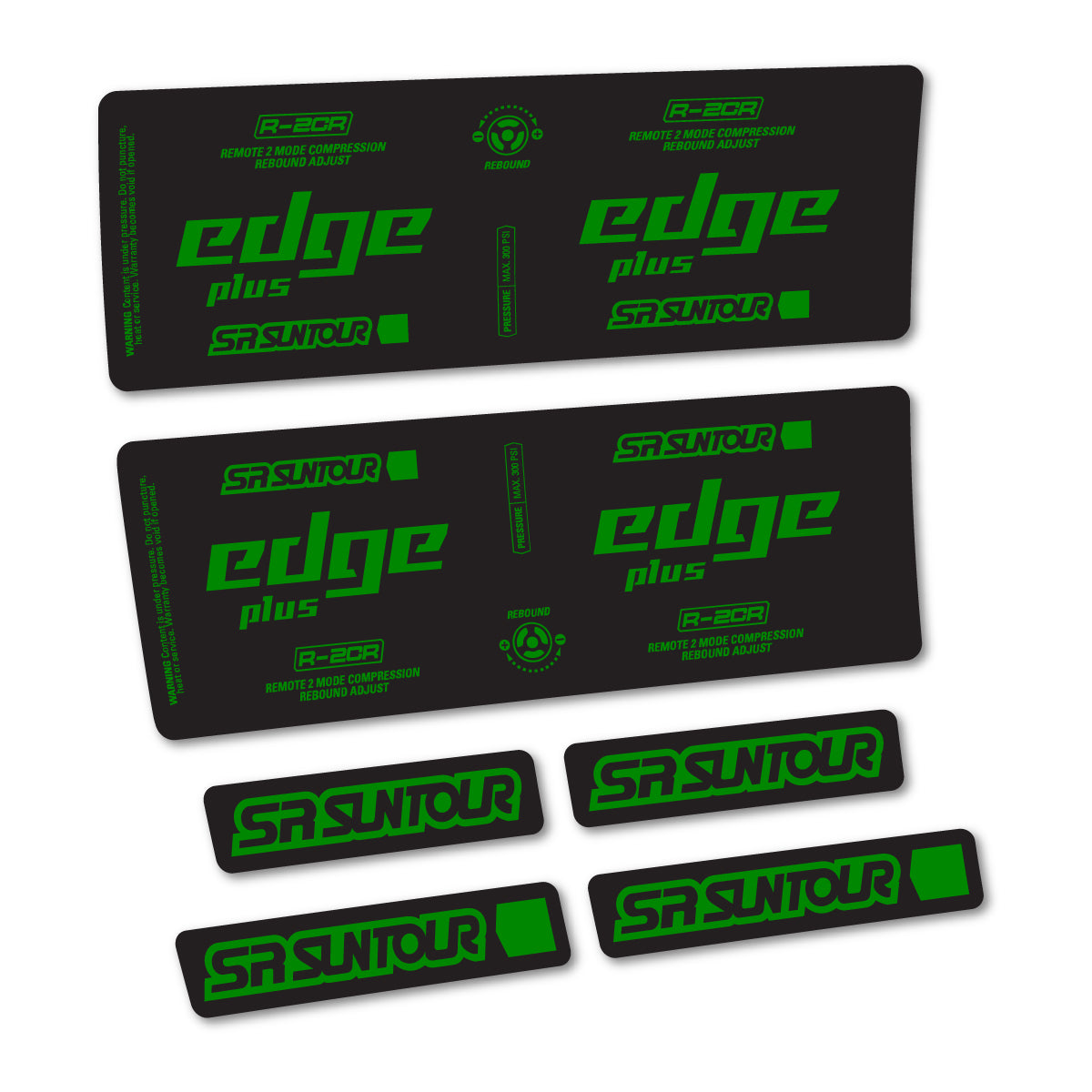 Stickers for SR Suntour Edge Plus R-2CR Rear Shock, vinyl decals - Medium Green