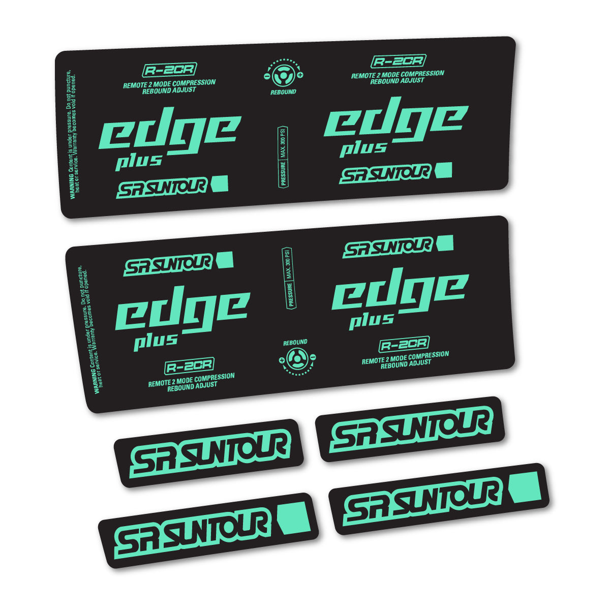 Stickers for SR Suntour Edge Plus R-2CR Rear Shock, vinyl decals - Mint