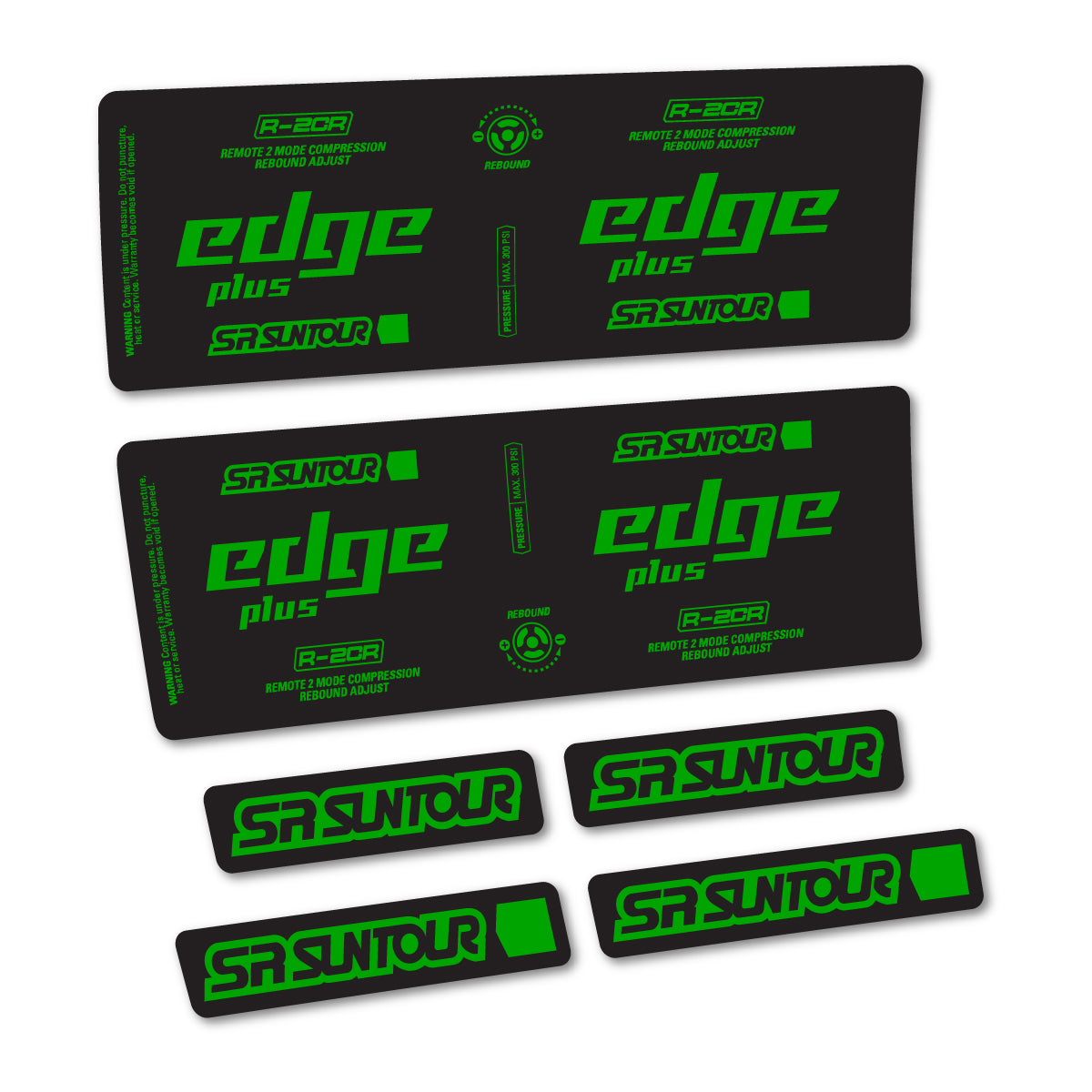 Stickers for SR Suntour Edge Plus R-2CR Rear Shock, vinyl decals - Green