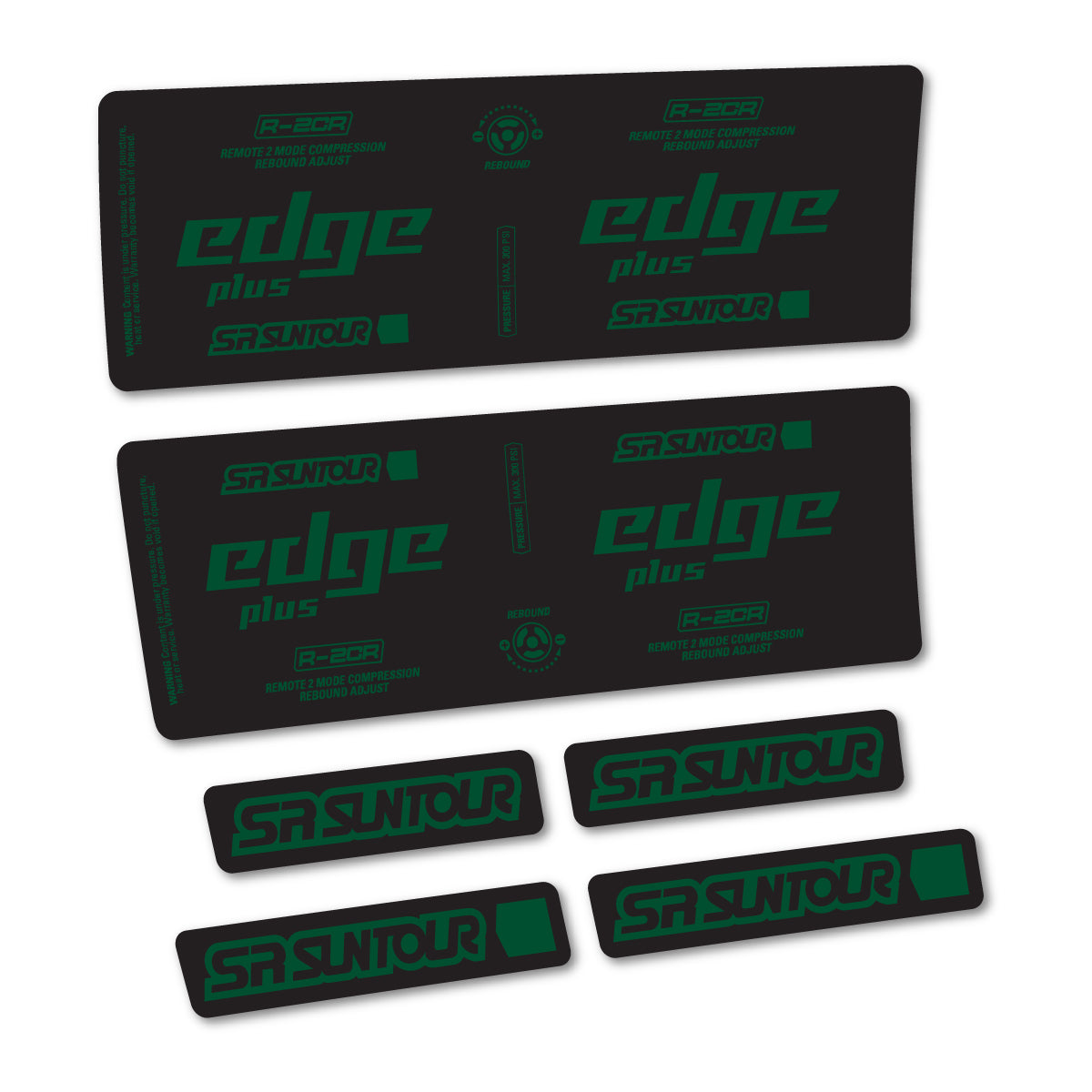 Stickers for SR Suntour Edge Plus R-2CR Rear Shock, vinyl decals - Dark Green