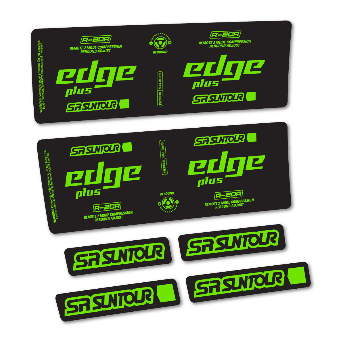 Stickers for SR Suntour Edge Plus R-2CR Rear Shock, vinyl decals - Apple Green