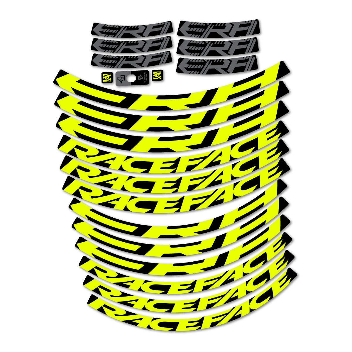 Stickers for Race Face ERA 30 2023–2025, Mountain Wheel 29" vinyl decals - Neon Yellow