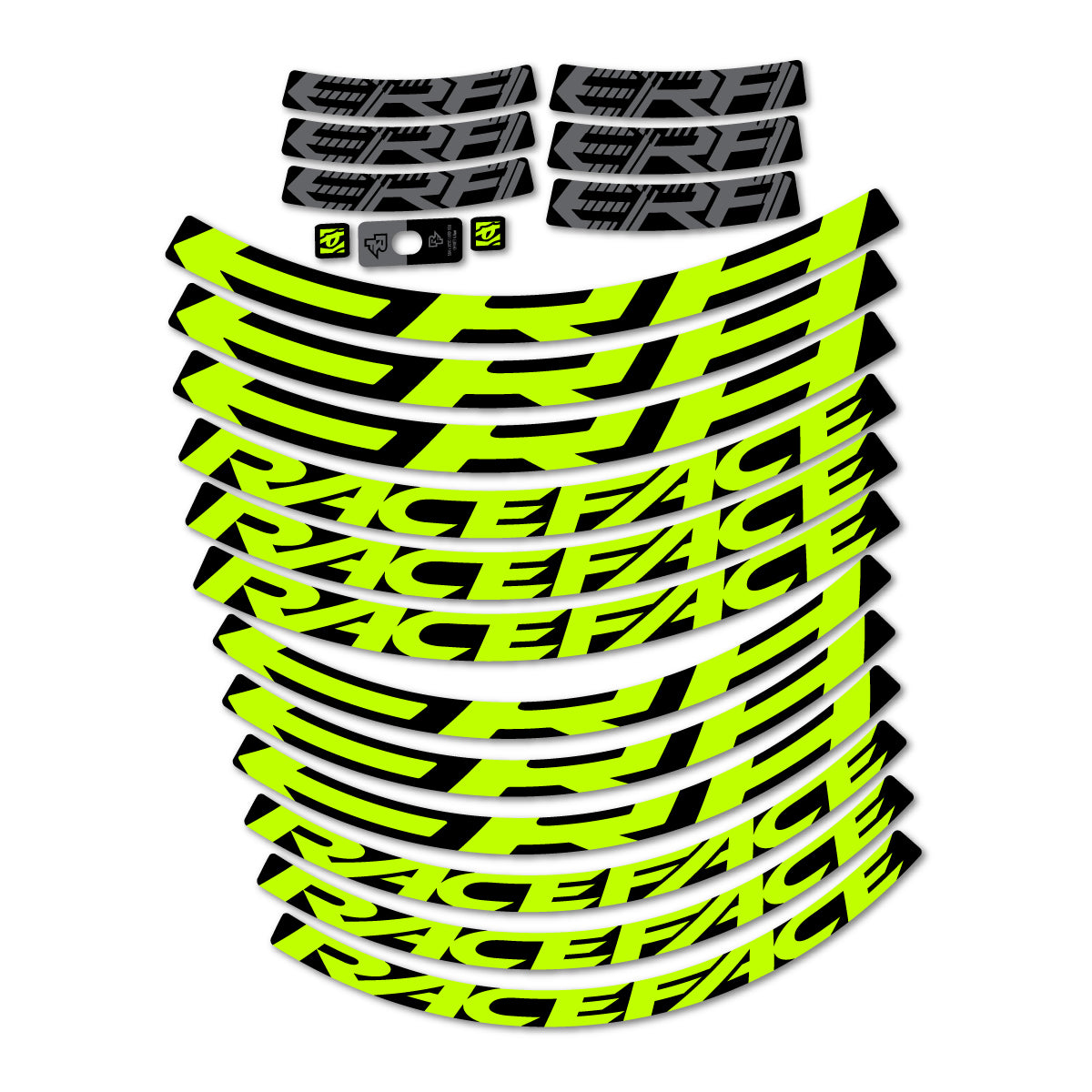 Stickers for Race Face ERA 30 2023–2025, Mountain Wheel 29" vinyl decals - Lime Neon