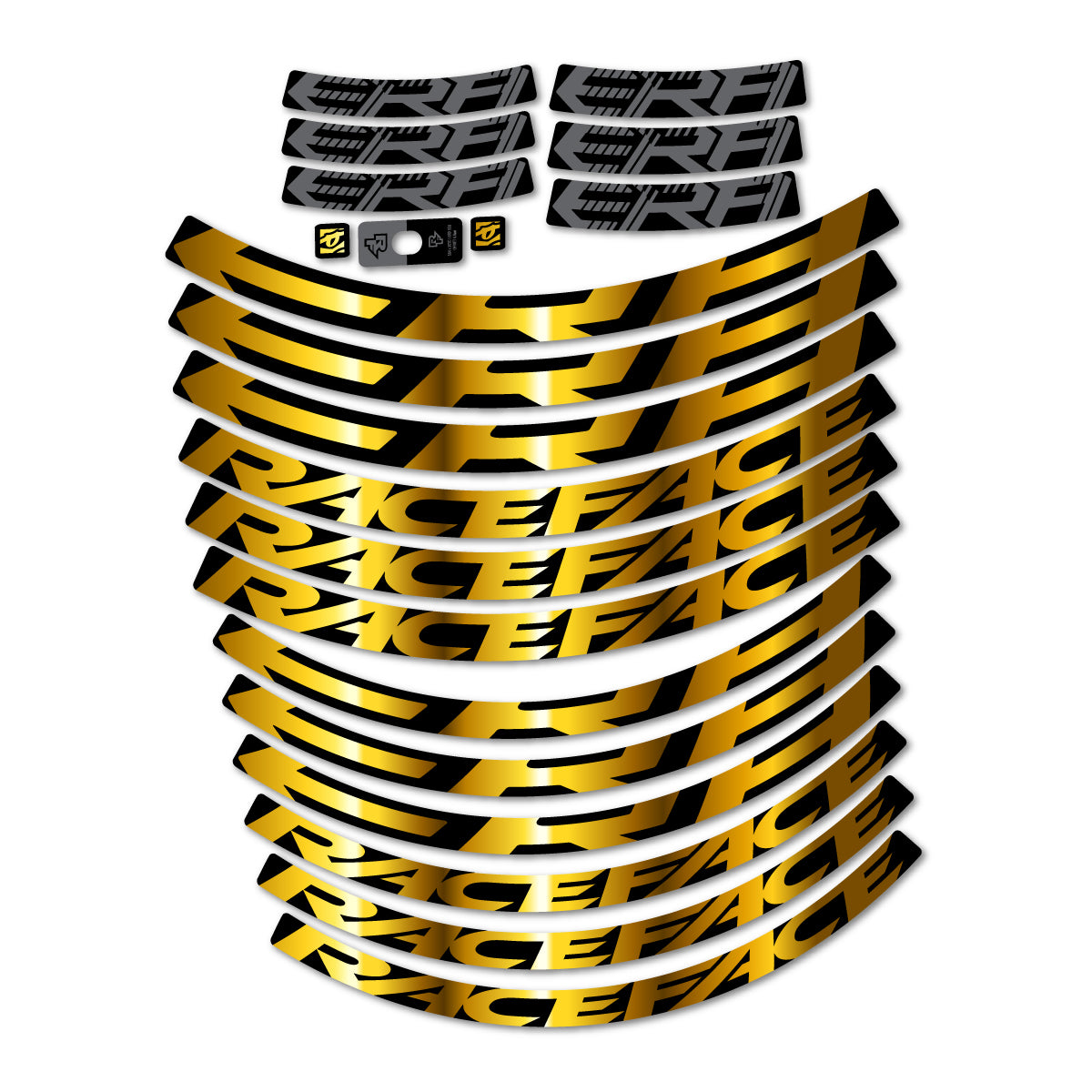 Stickers for Race Face ERA 30 2023–2025, Mountain Wheel 29" vinyl decals - Chrome Gold