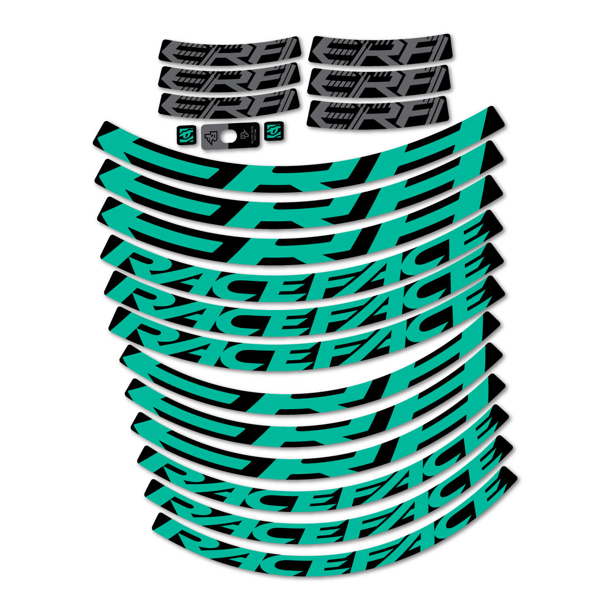 Stickers for Race Face ERA 30 2023–2025, Mountain Wheel 29" vinyl decals - Green Turquoise