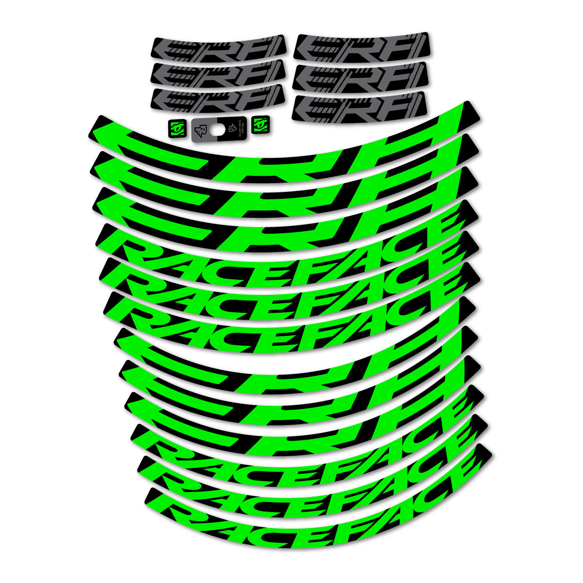 Stickers for Race Face ERA 30 2023–2025, Mountain Wheel 29" vinyl decals - Neon Green