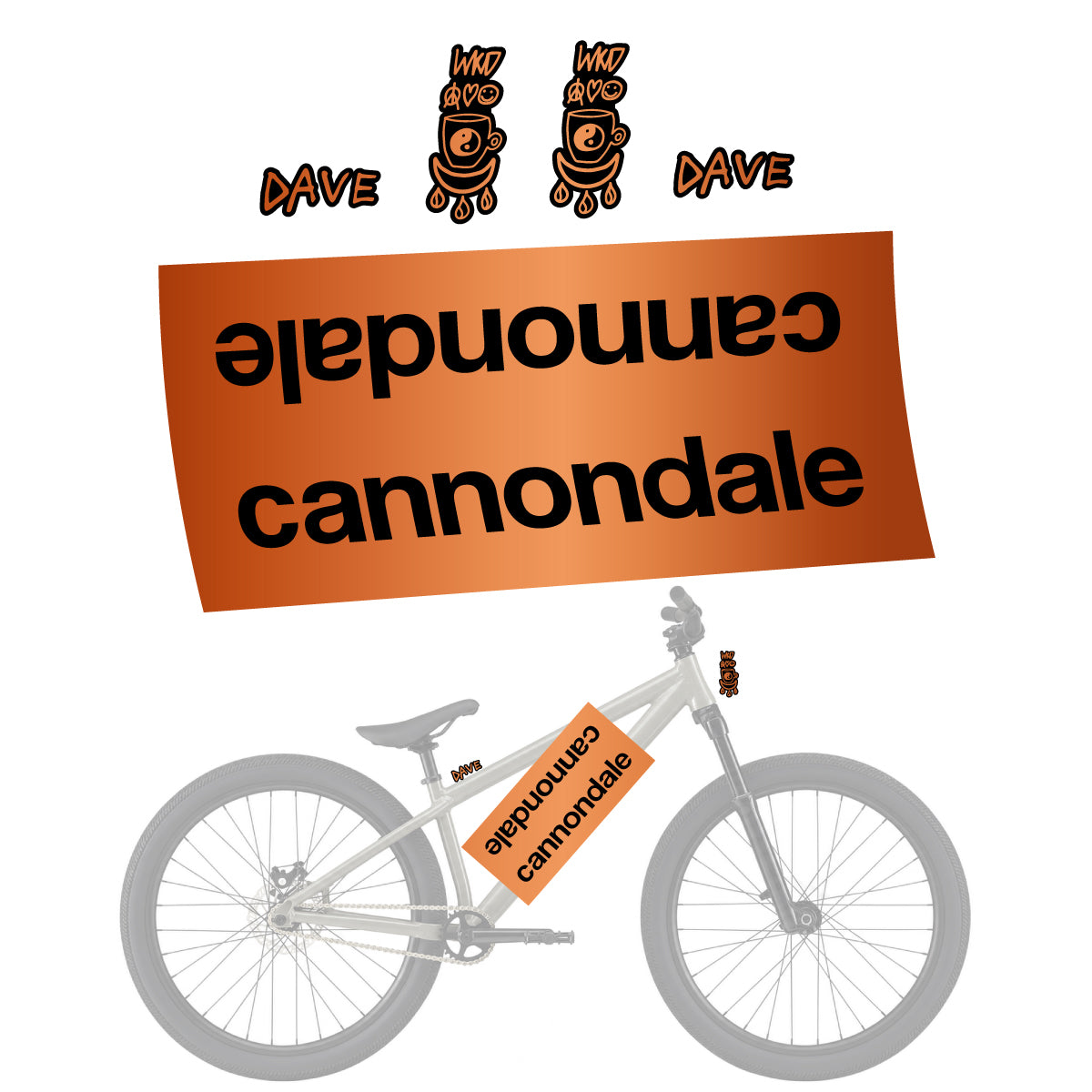 Compatible Stickers for Cannondale Dave, Helmet vinyl decals - Bronze