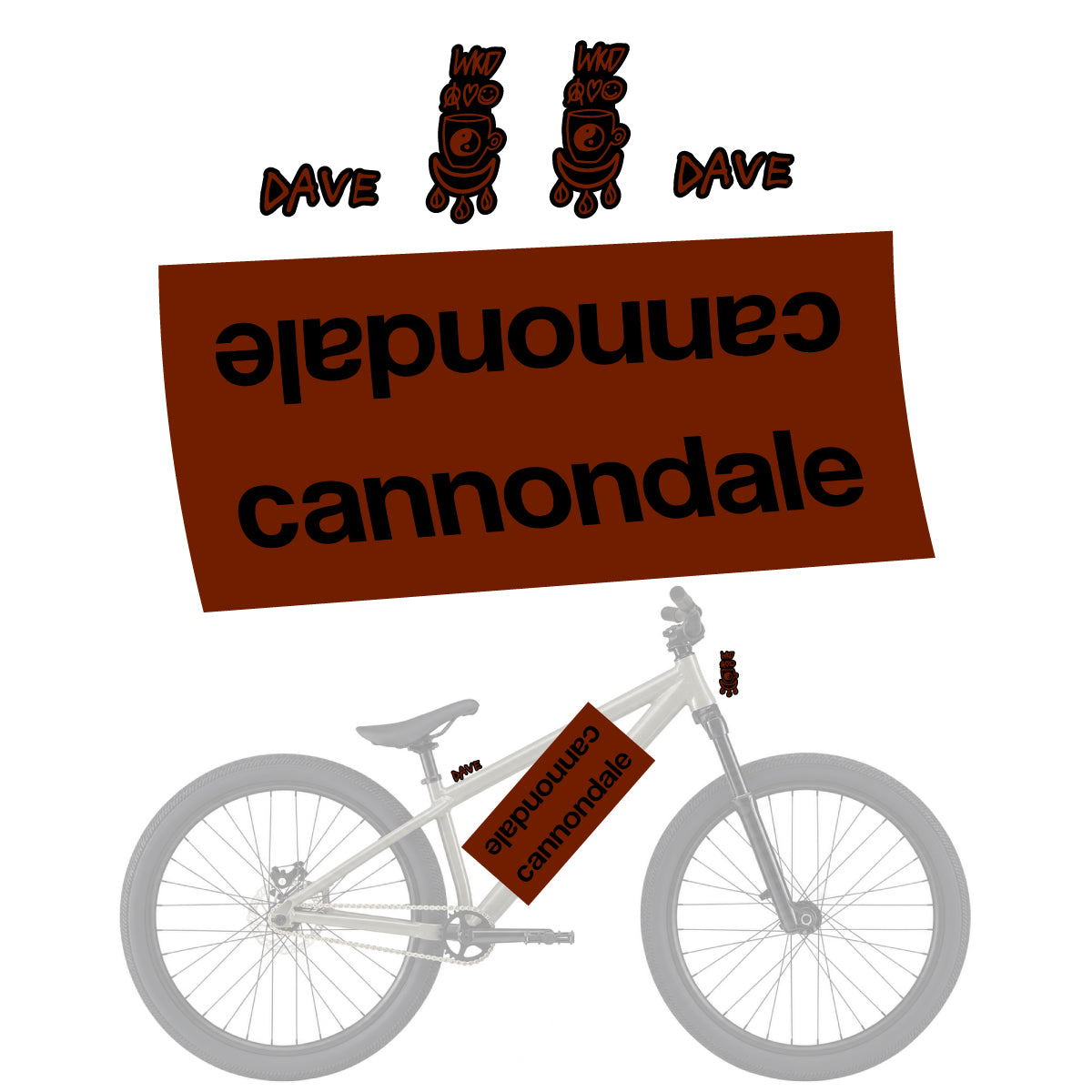 Compatible Stickers for Cannondale Dave, Helmet vinyl decals - Brown